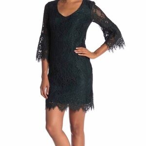 Trina Turk Avenue Lace Green 3/4 Sleeve Dress